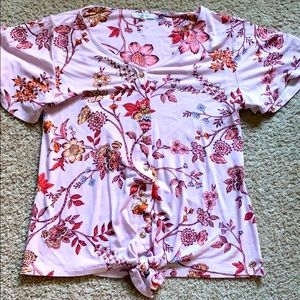 Maurices pink buttoned flower shirt